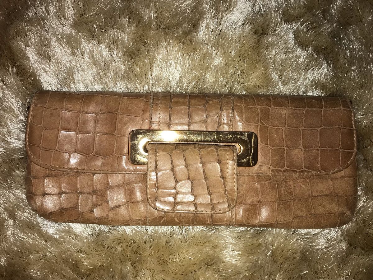 Carteira Nude Bege Couro Clutch Feminina Dumond Usado Enjoei