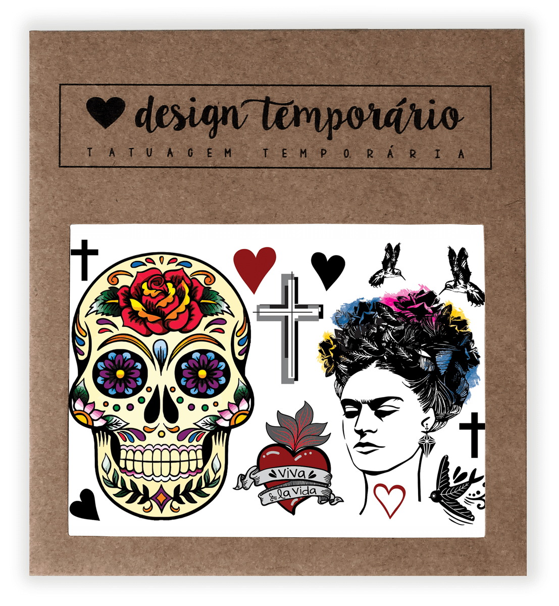 Cartela de Tatuagem Temporária Viva La Vida | Produto Feminino Design ...
