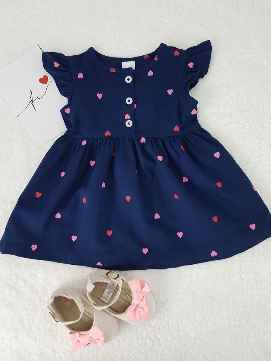 vestido de bebe azul marinho