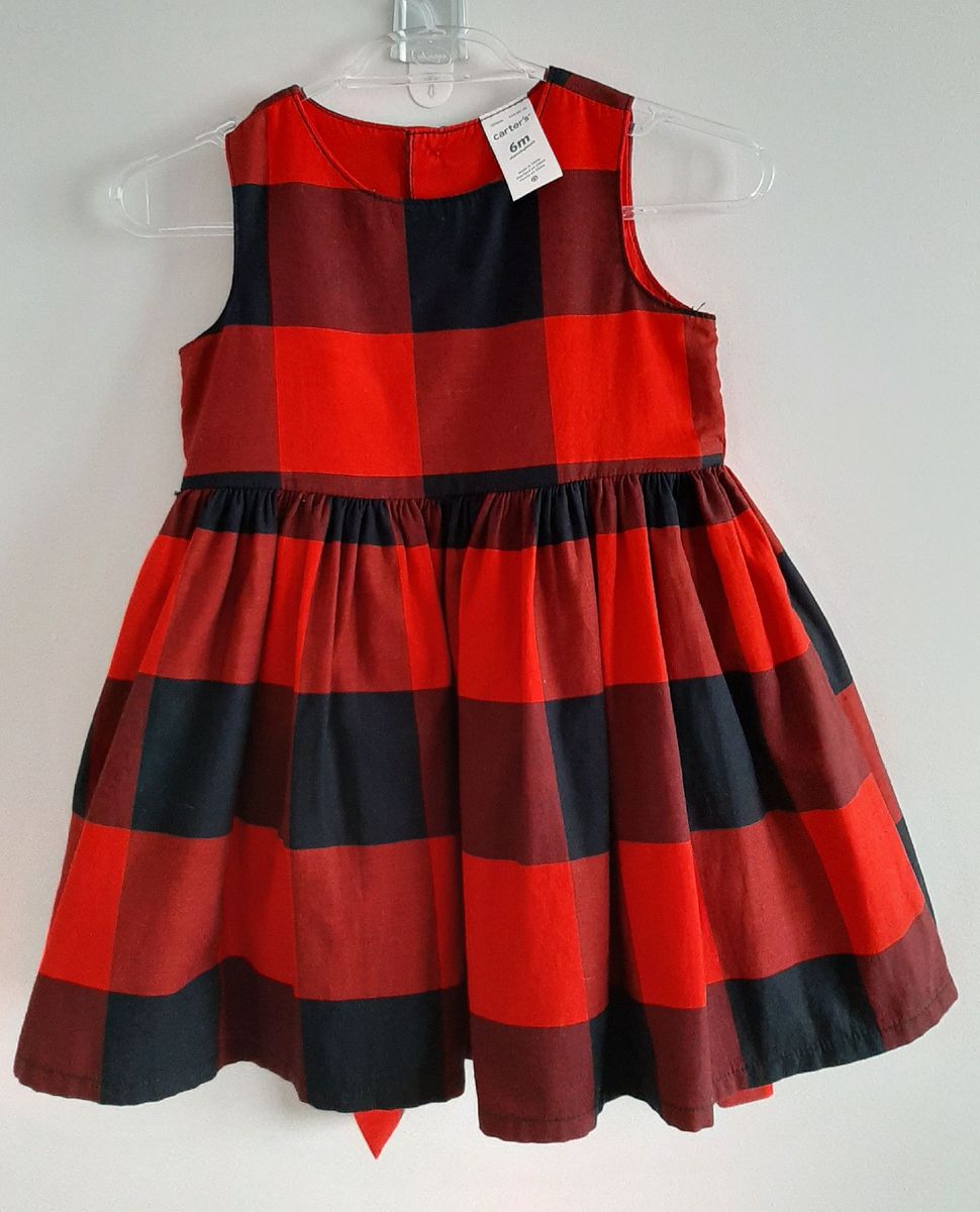 vestido xadrez infantil vermelho