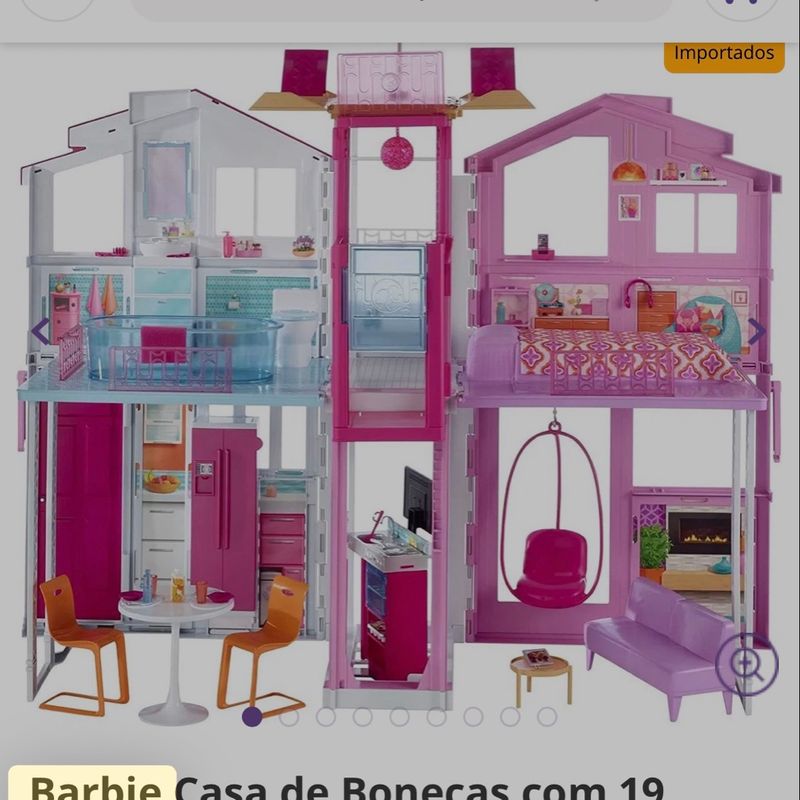 Barbie casa portátil com piscina, casa de bonecas