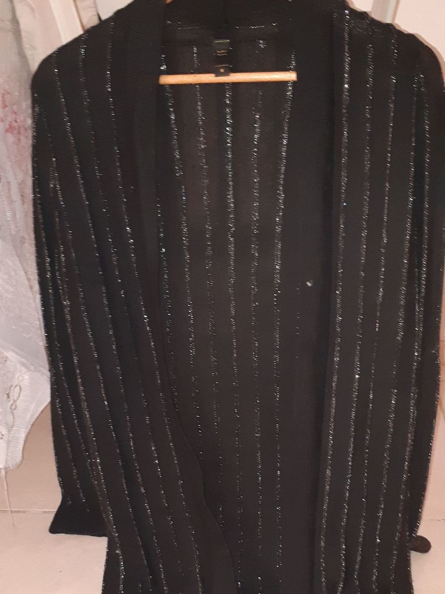 casaco alongado preto feminino