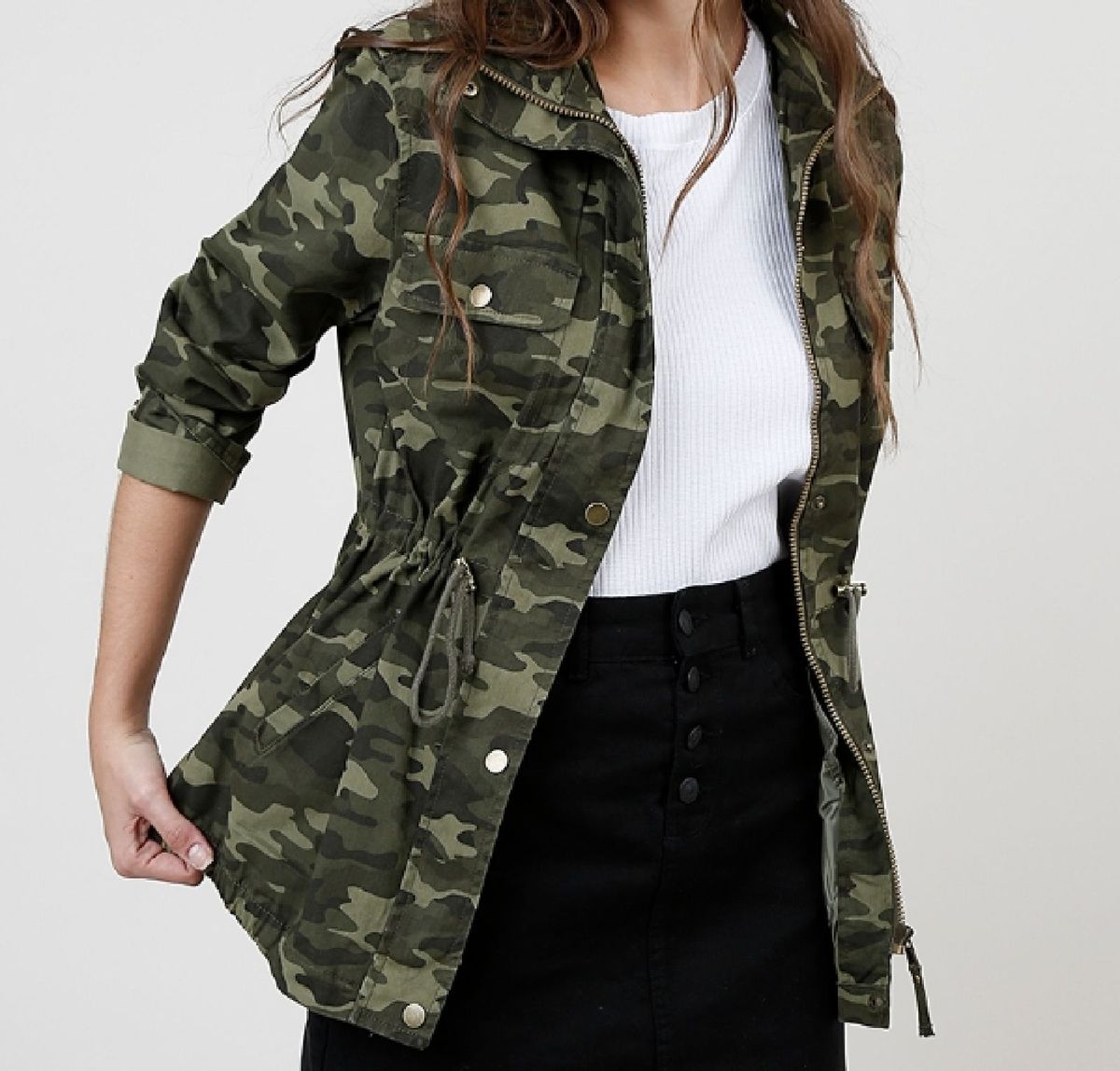 casaco camuflado feminino c&a