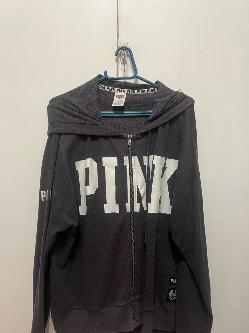 Casaco Cinza Pink Victorias Secret | Casaco Feminino Pink Usado ...