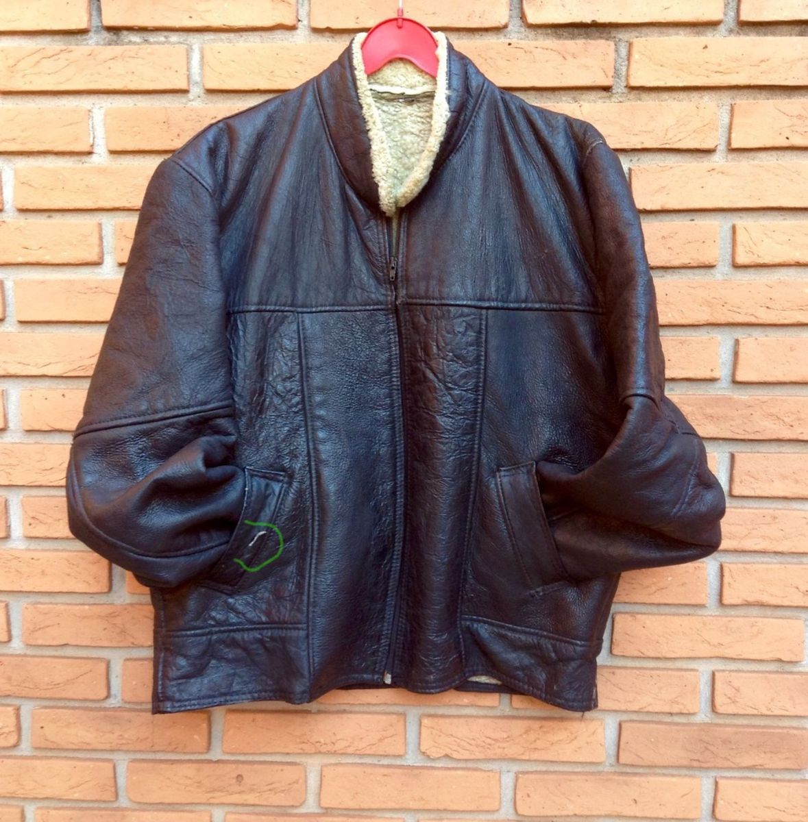 jaqueta de couro de carneiro masculina