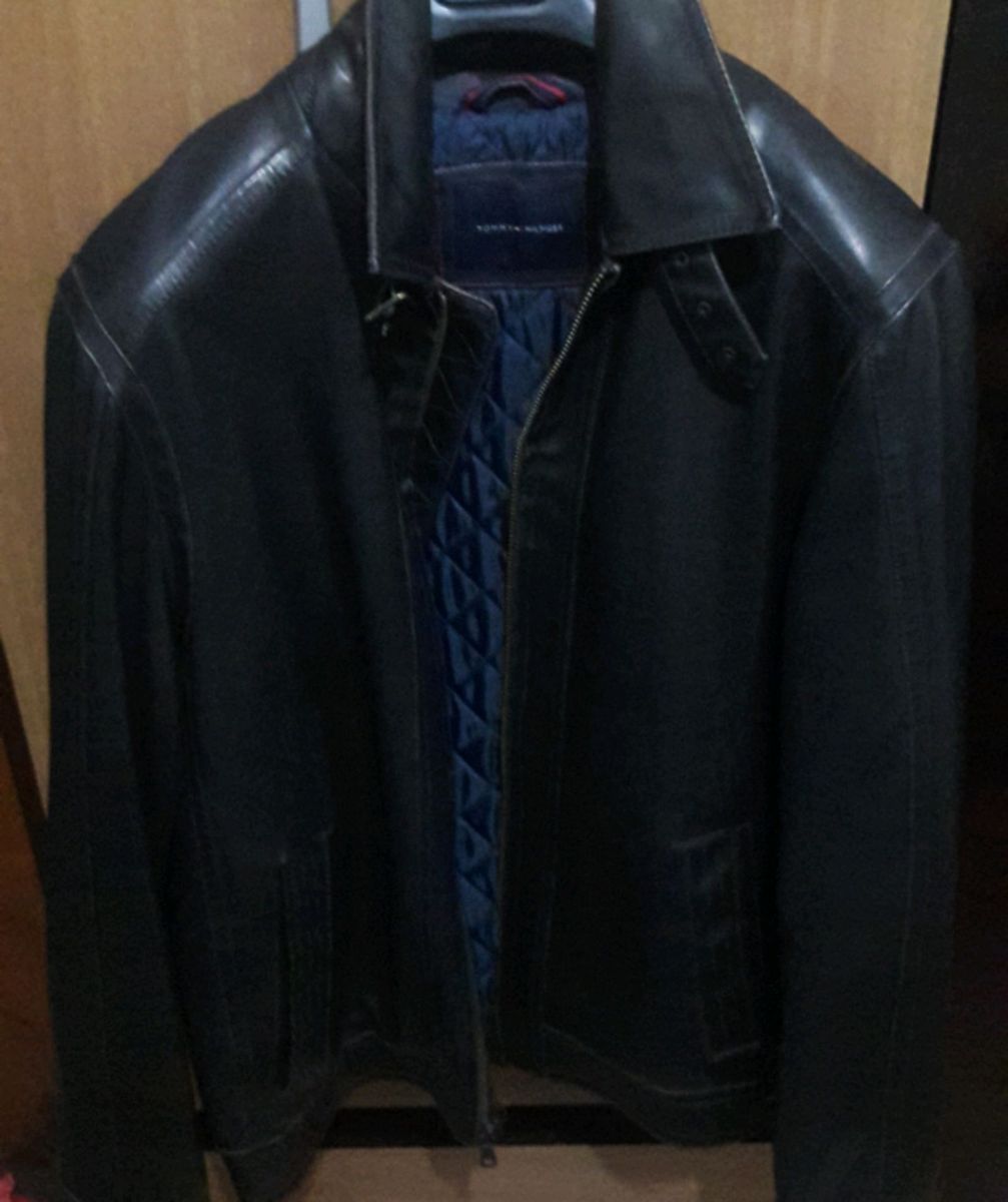 jaqueta de couro masculina tommy hilfiger