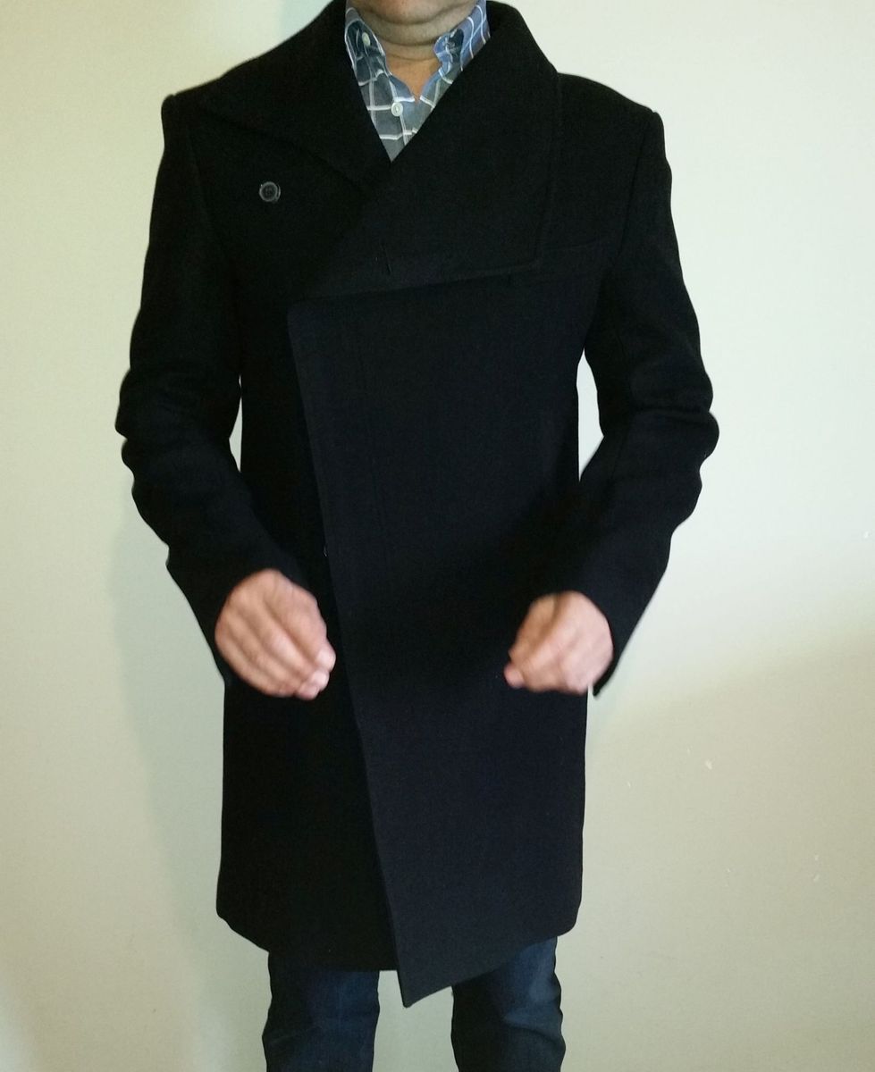 casaco de lã masculino preto