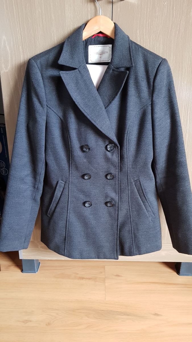 casaco lã batido feminino cinza