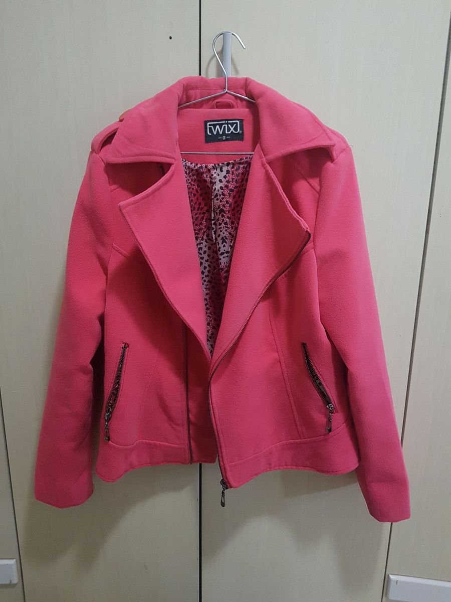 casaco de lã batido feminino rosa