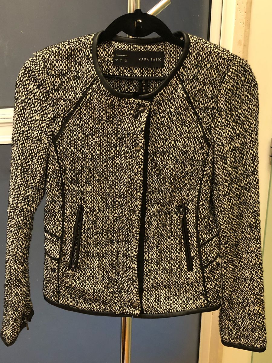 casaco feminino preto e branco