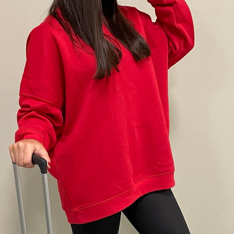 Casaco de Moletom Vermelho Casaco Feminino Renner Usado 98652132