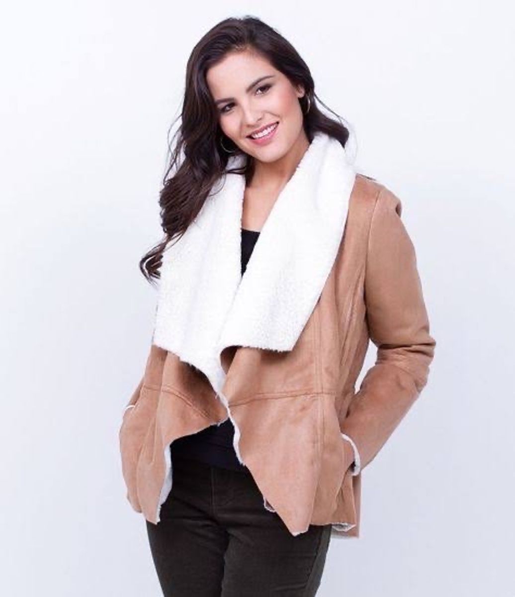 casaco suede com pelo