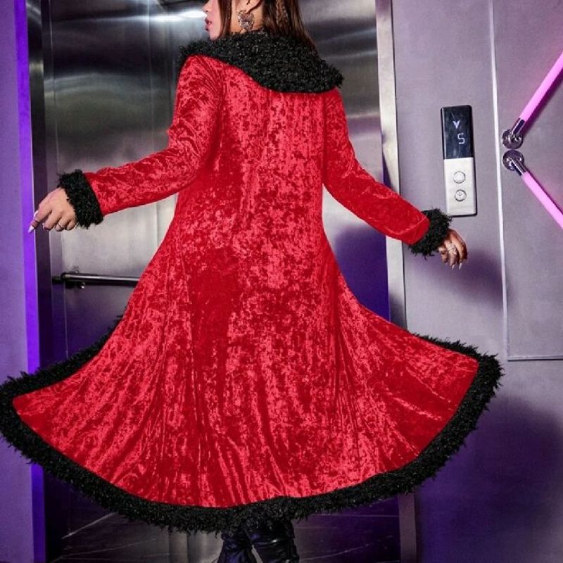 Casaco de Veludo Vermelho Gótico Plus Size Novo 3xl