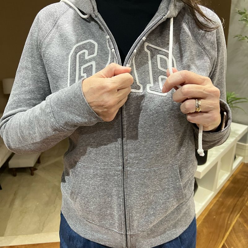 Com Ziper Blusa De Frio Gap Feminina Cinza Blusa Moletom Feminina