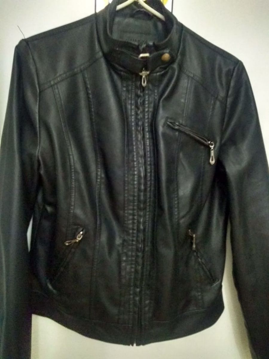jaqueta de couro rock feminina
