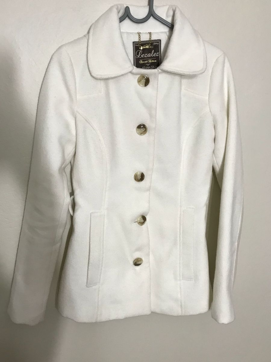casaco de lã batido feminino branco