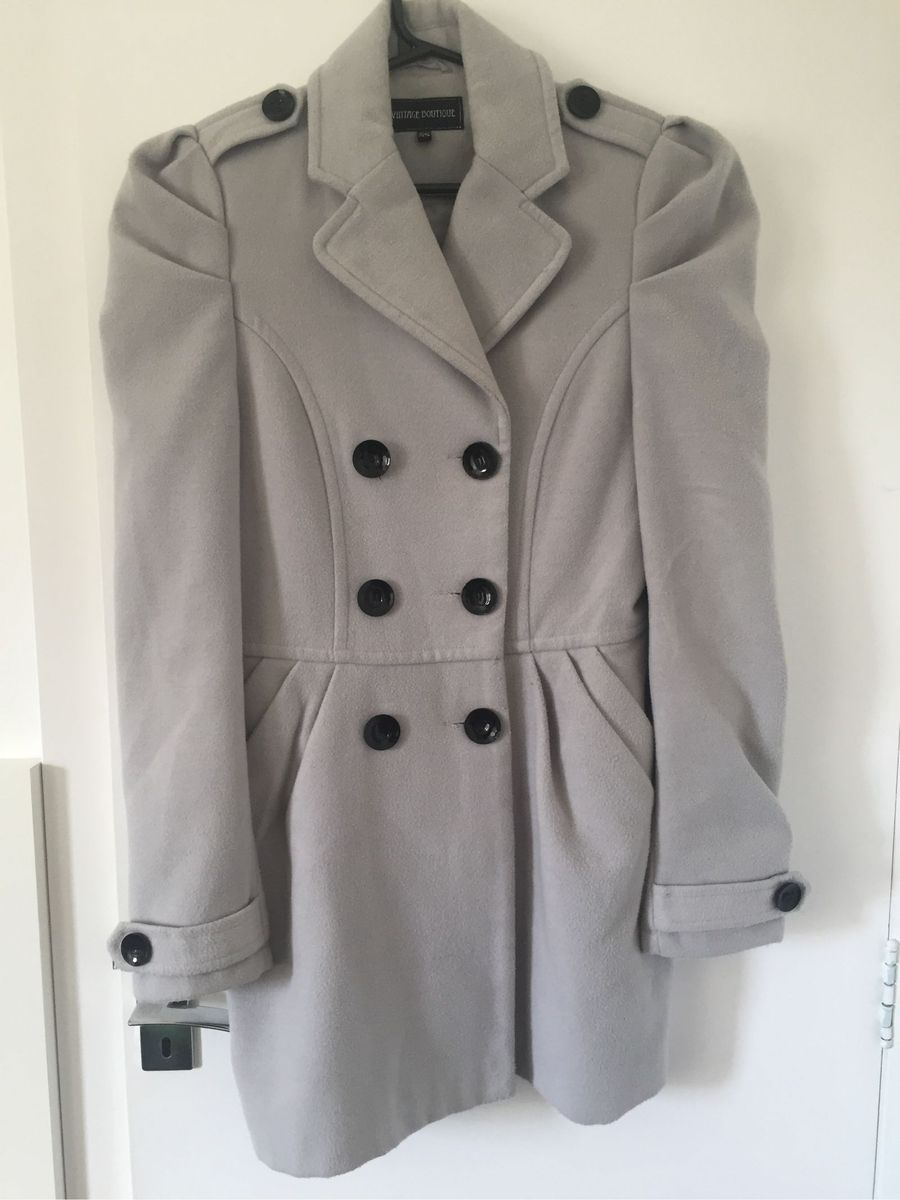 casaco lã batido feminino cinza