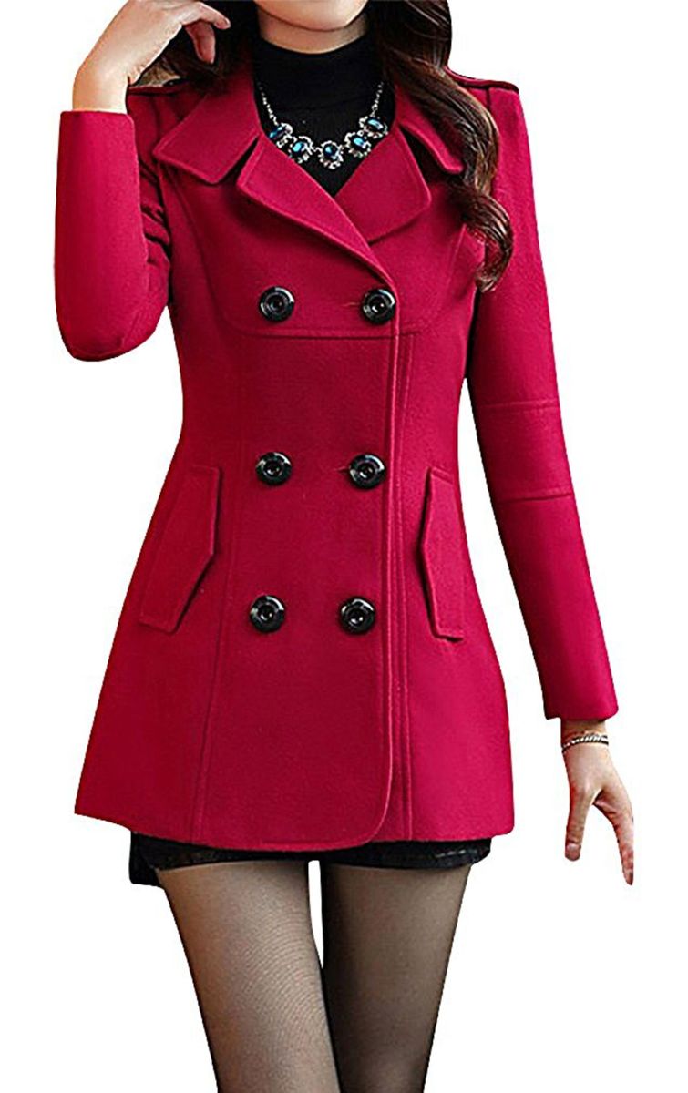 casaco de lã vermelho feminino