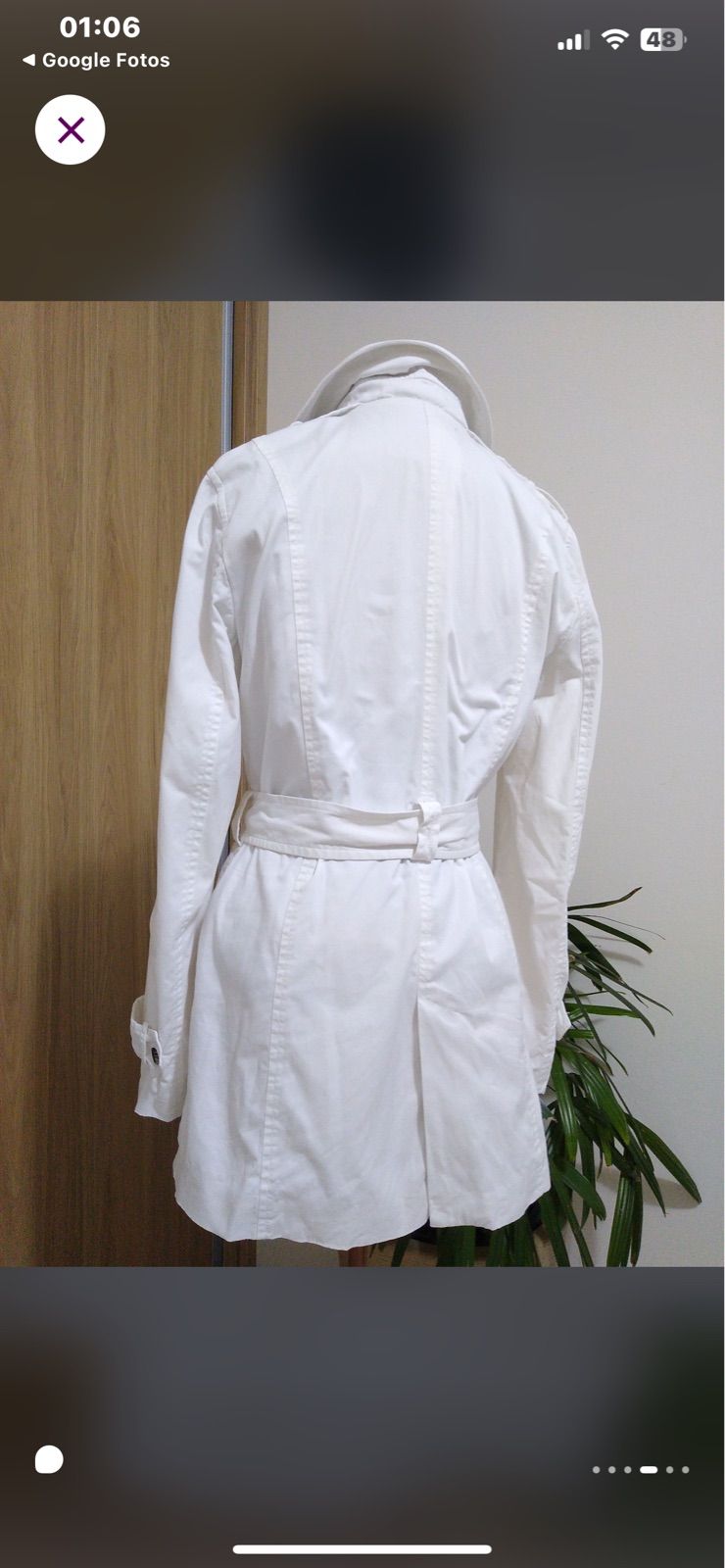 casaco sarja off white zara,elegante, tamanho g - parkas zara
