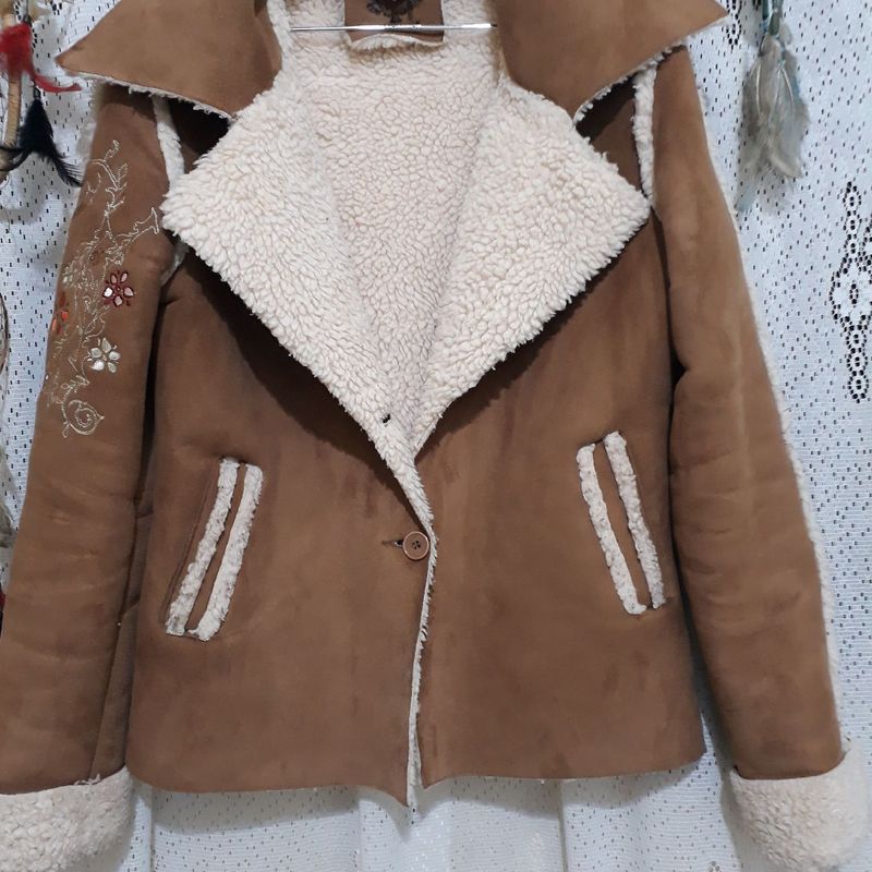 Casaco Sherpa Suede Tamanho M Casaco Feminino Vila