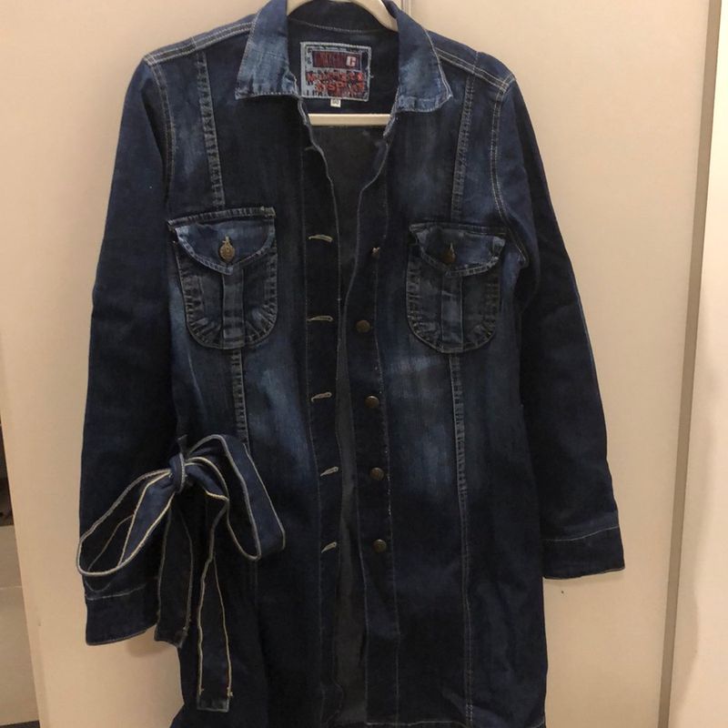 Casaco vestido Jeans Alongado com Cinto Casaco Feminino Crocker Nunca Usado 89001290 enjoei