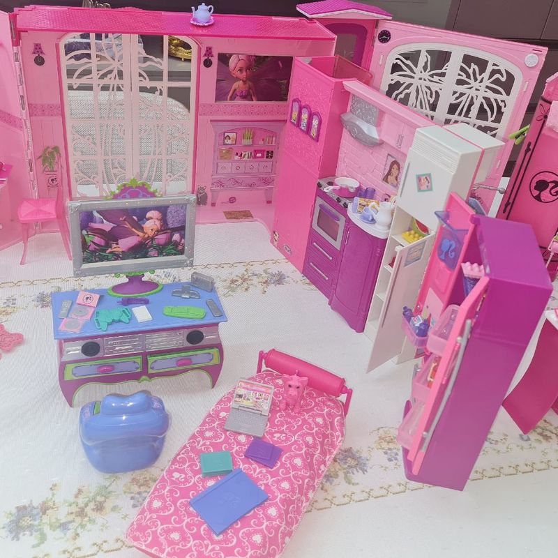 Casinha Barbie Casa Completa + Acessorios 145 Peças Total