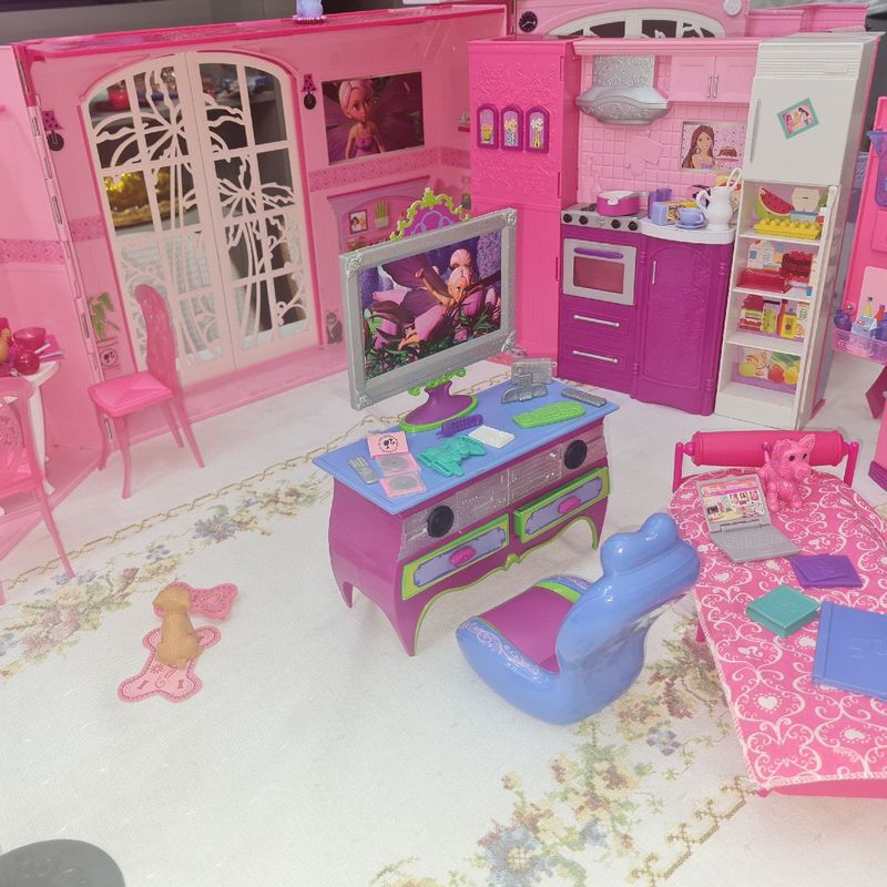 Casinha Barbie Casa Completa + Acessorios 145 Peças Total