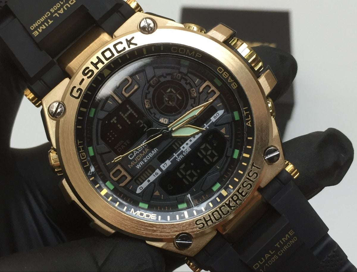 CASIO！G-SHOCK Casio G Shock Caixa de Aço e Pulseira de Borracha | Relógio
