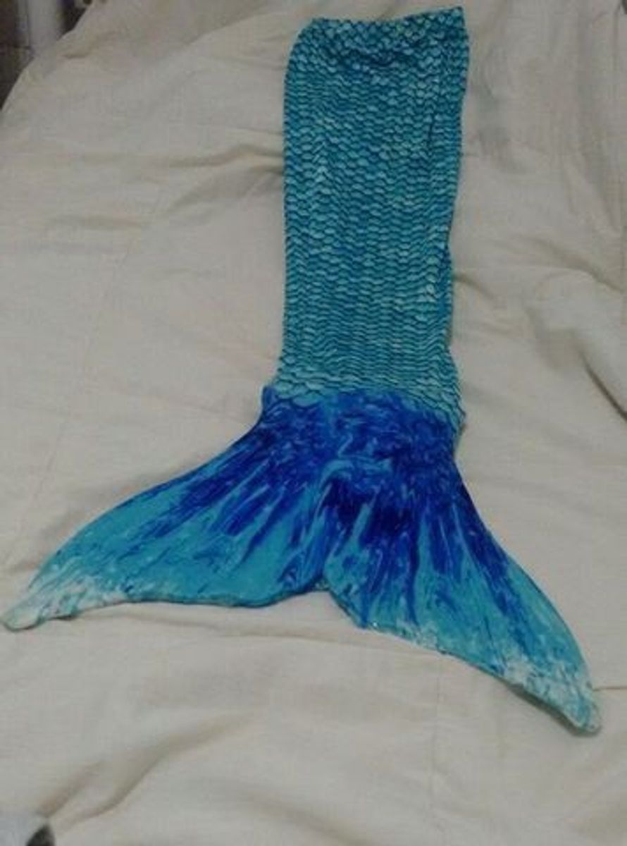 Cauda de Sereia Azul com Monofin (nadadeira) | Brinquedo Usado 44134422 ...
