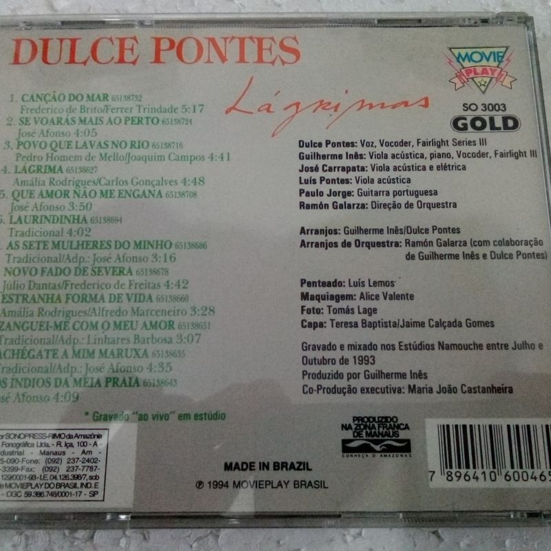 Cd Dulce Pontes Lágrimas Cd Nacional e Original | Item de Música