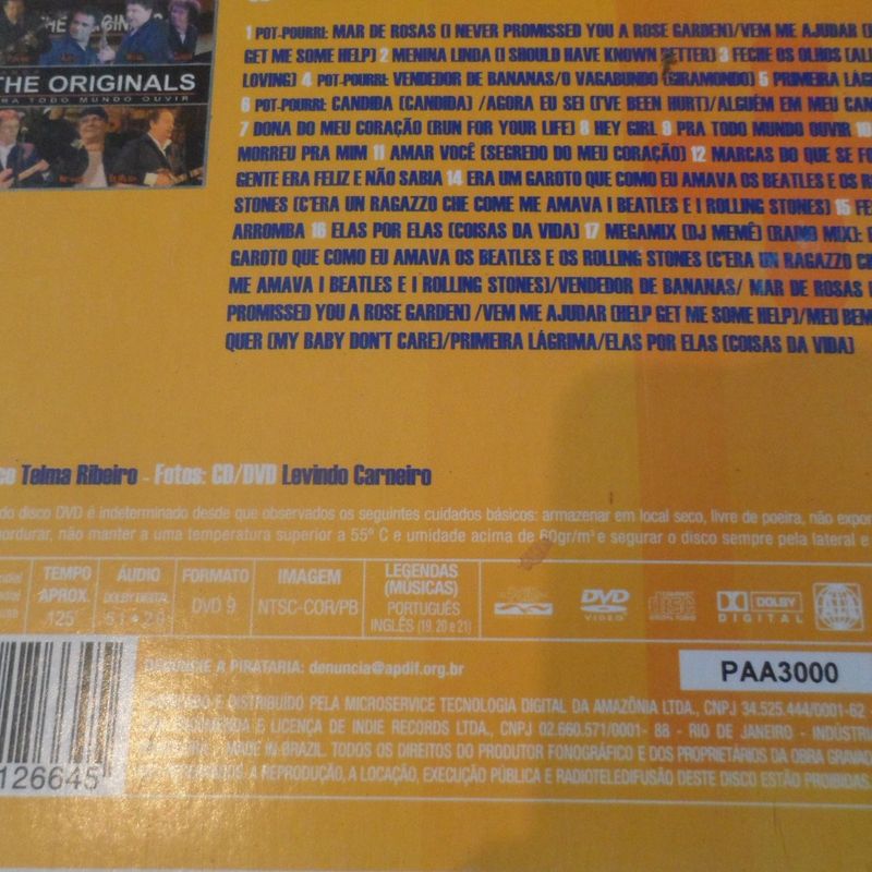 Cd + Dvd The Originals Pra Todo Mundo Ouvir Ao Vivo | Indie