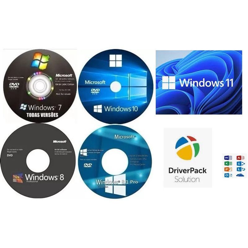 Cd Dvd Windows 11,10, 8.1, 7, e Xp Driver e Office