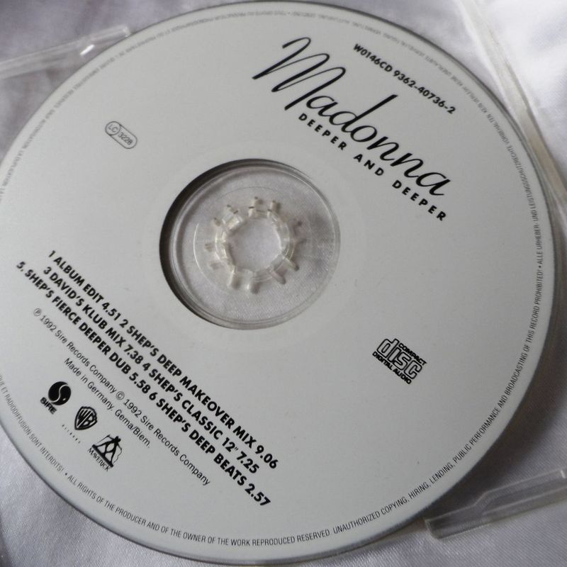 Cd Single Raro Deeper And Deeper Madonna,Anos 90 | Item de Música