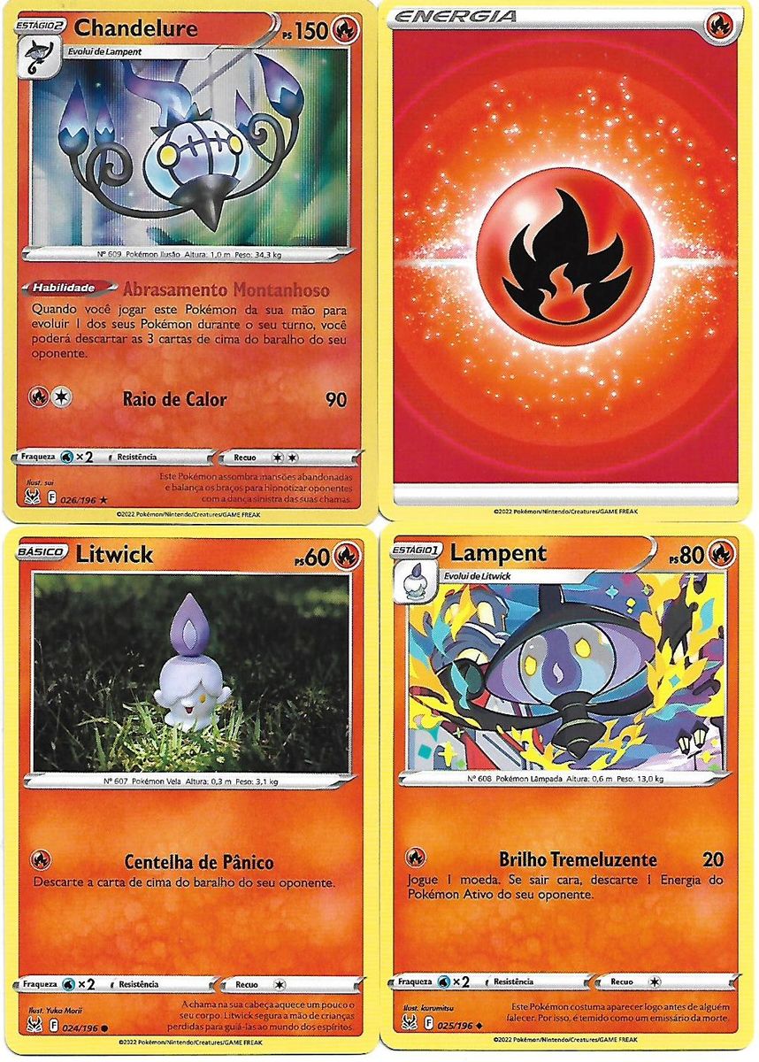 Chandelure Rara Foil + Prés Originais (Cartas Pokémon Origem Perdida), Jogo de Tabuleiro Original Copag Nunca Usado 77330377