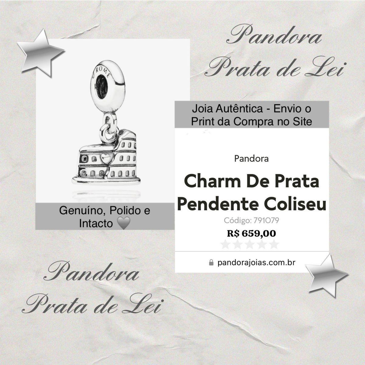 Charm de Prata Pendente Coliseu - Pandora - Código: 791079 - Joia ...