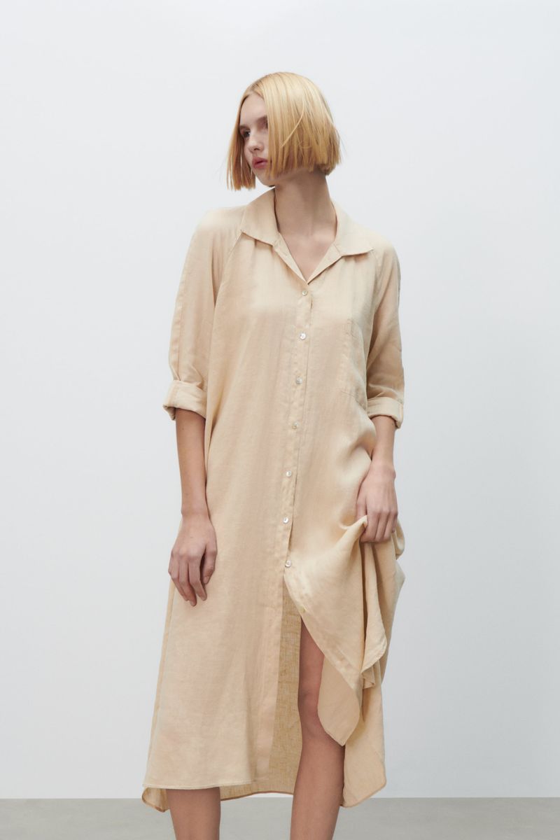 Chemise Linho Zara Vestido Feminino Zara Nunca Usado 68547413 enjoei