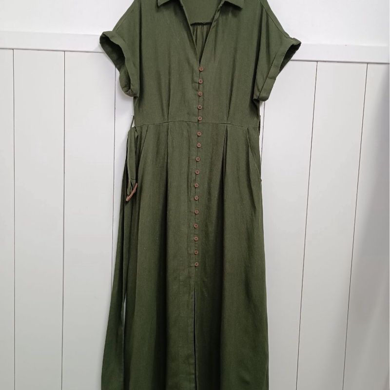 Chemise Vestido Linho Verde Zara Zara Usado 102935354 enjoei