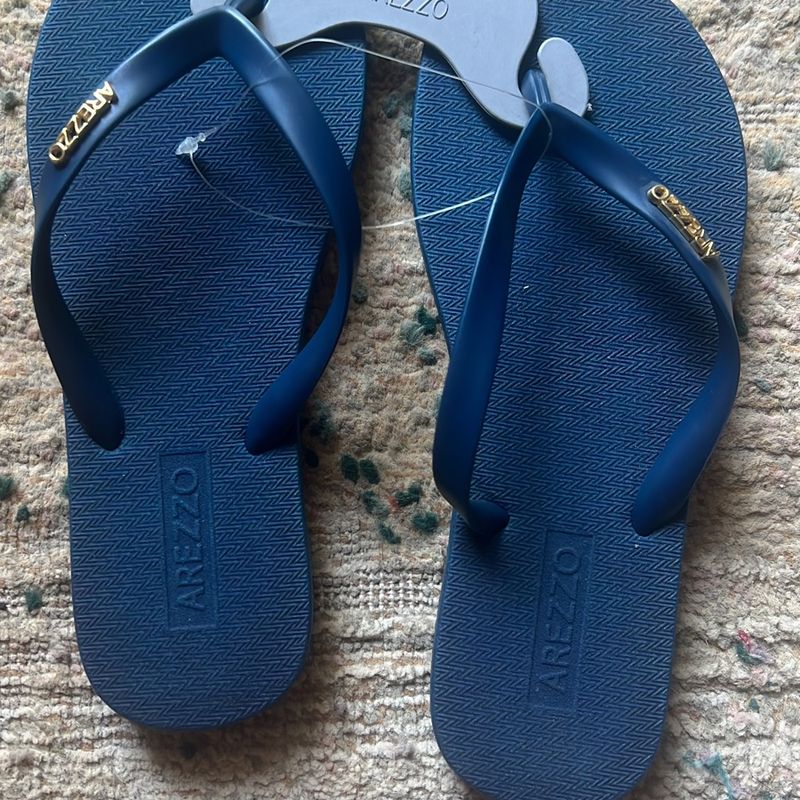 Chinelo Arezzo 33 34 Azul Marinho Rasteira Feminina Arezzo Nunca