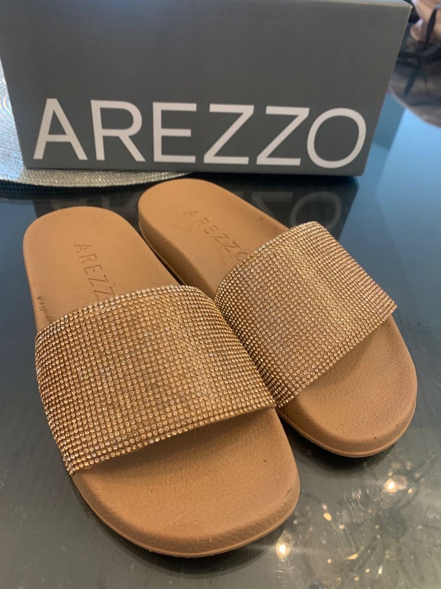 Chinelo Arezzo 34 Slide Nude com Pedrinhas Original Novo Sand lia Feminina Arezzo Nunca Usado 94532944 enjoei