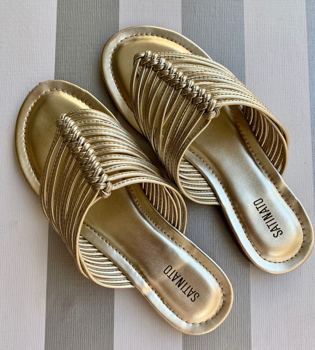 Chinelo Dourado Satinato | Rasteira Feminina Satinato Usado 44099390 ...