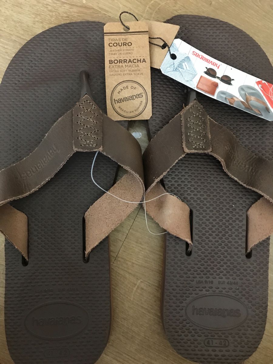 chinelo havaianas masculino couro