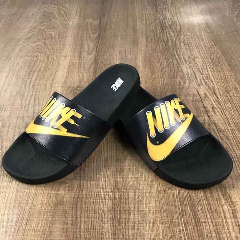 Chinelo nike best sale preto e dourado