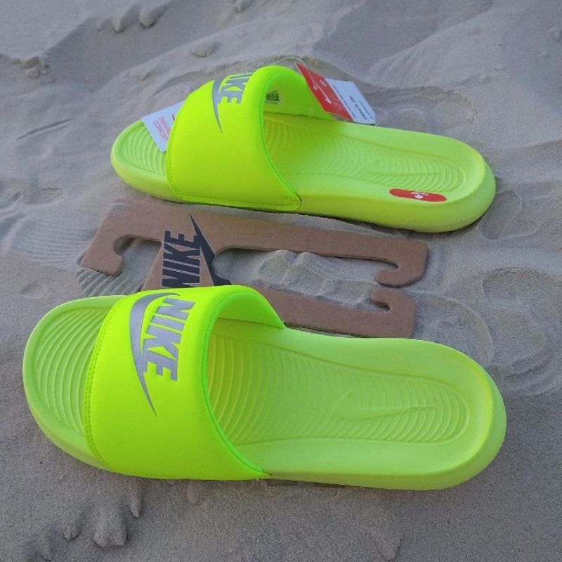 Nike neon store green slides