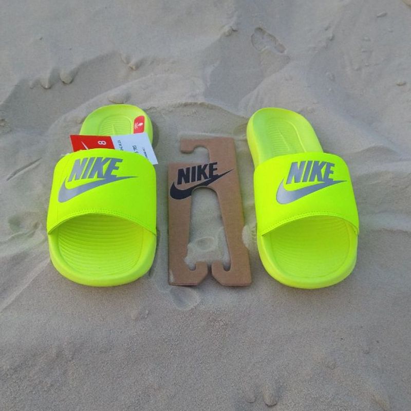 Nike lime green hot sale slides