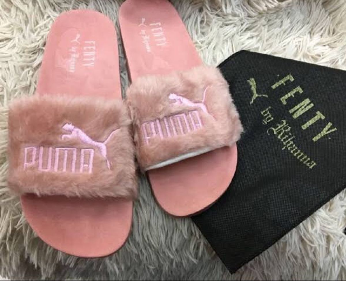 chinelo de veludo puma