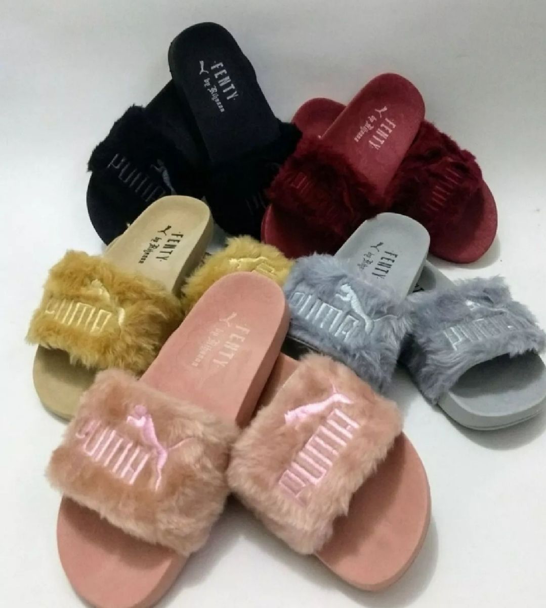 chinelo slide pelucia puma