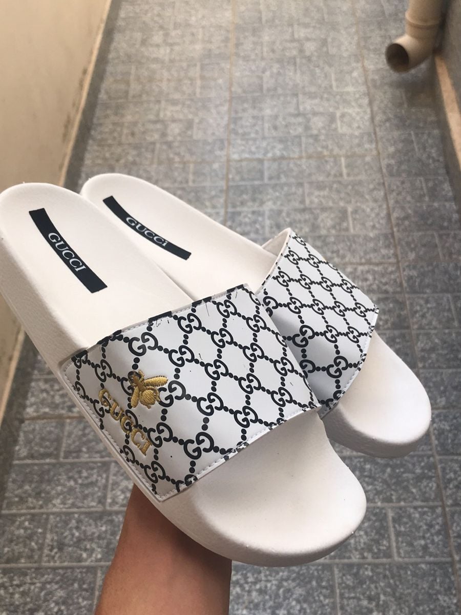 Chinelo Slide Gucci Branco 38 Novo | Sandália Feminina Gucci Nunca ...