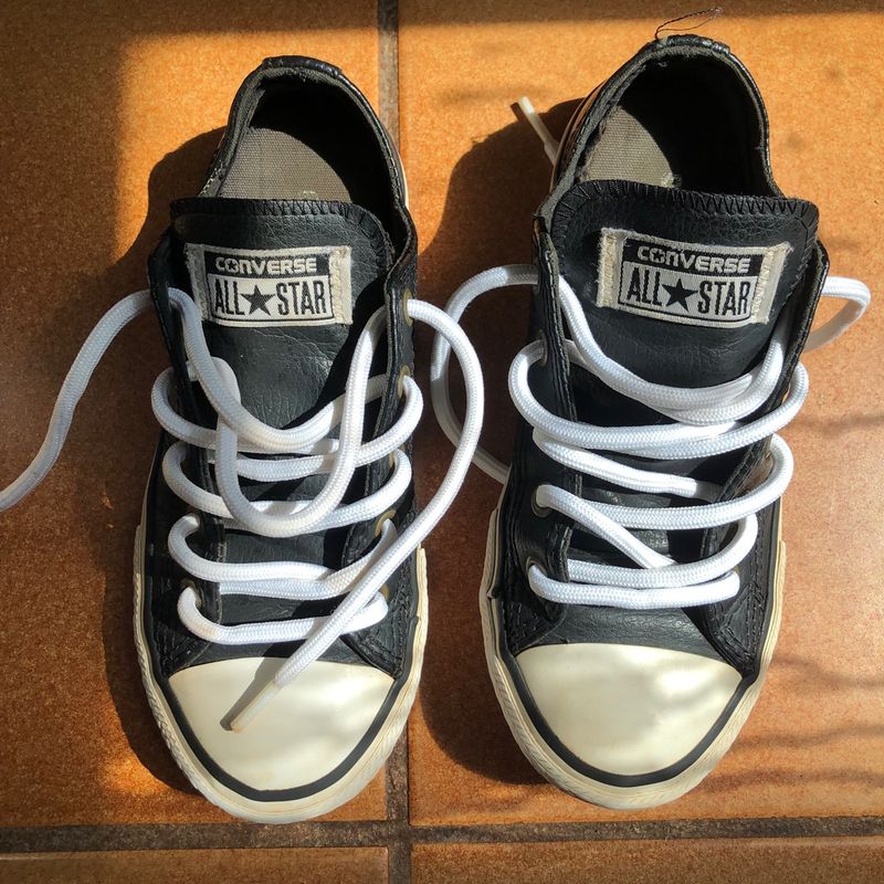 Converse Masculino All Star Couro Preto Infantil Tênis Infantil