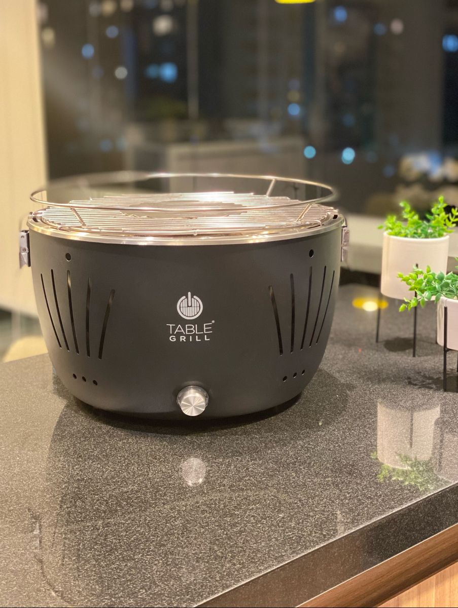 Churrasqueira de Mesa a Carvão sem Fumaça Preta Table Grill Eletrodoméstico Table Grill Usado