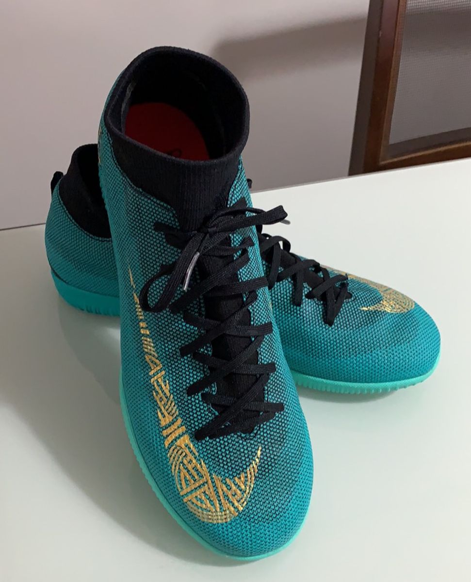 chuteira nike mercurial verde futsal